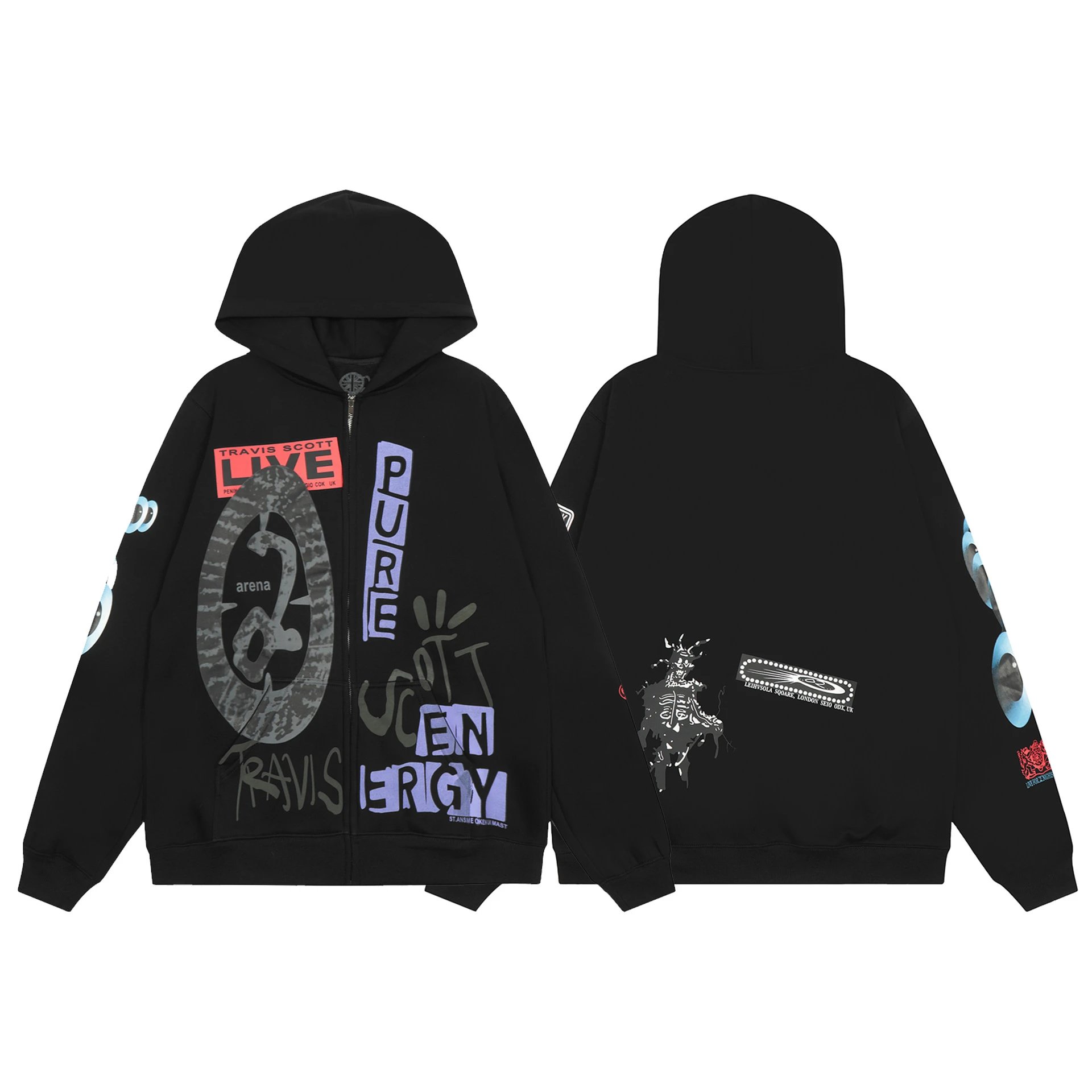 Travis Scott Geometric Fleece Zip Hoodie Multicolor