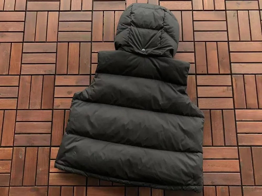 Unbranded Vests Hooded quilted puffer vest with snap front and patch pockets image 9