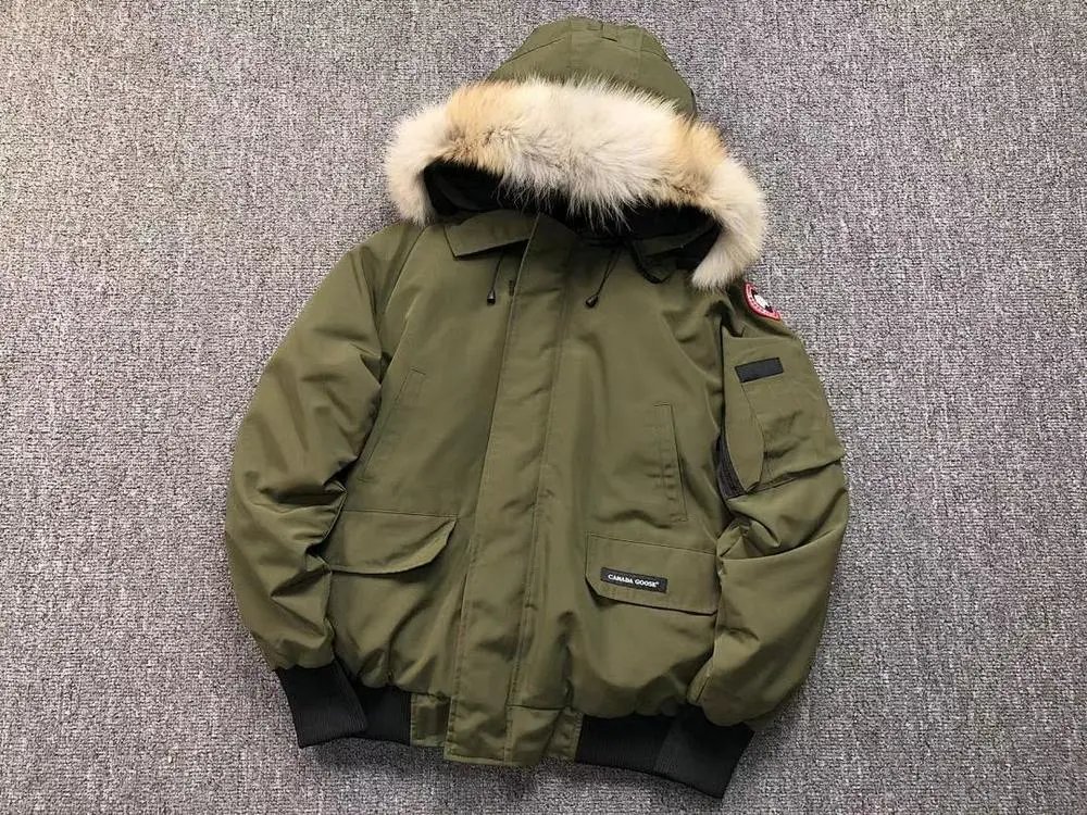 Canada Goose Down Jackets Fur-Trim Hooded Bomber Jacket — Style 1