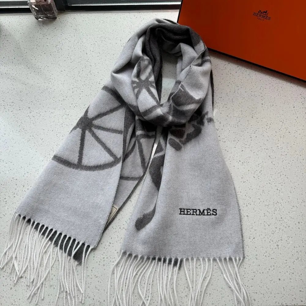 Hermès Scarves Fringed embroidered scarf image 9
