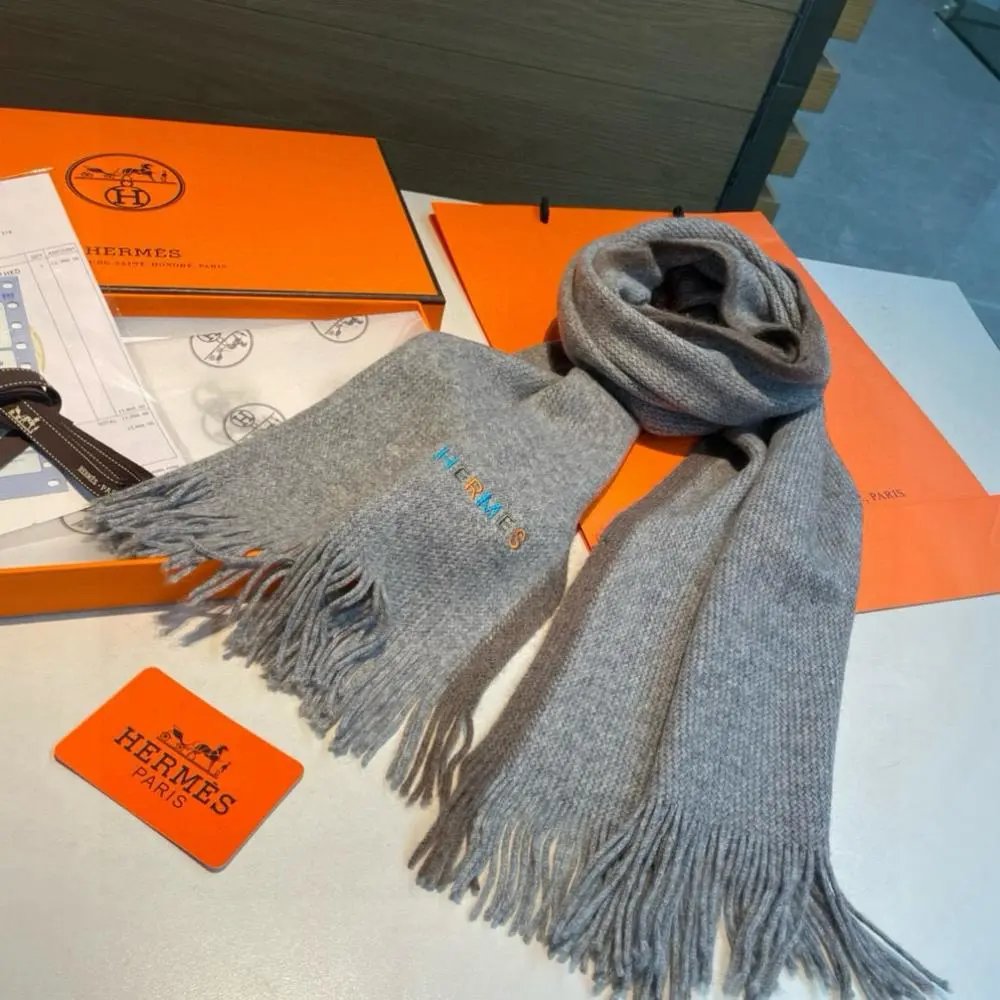 Hermès Scarves Fringed embroidered scarf image 8