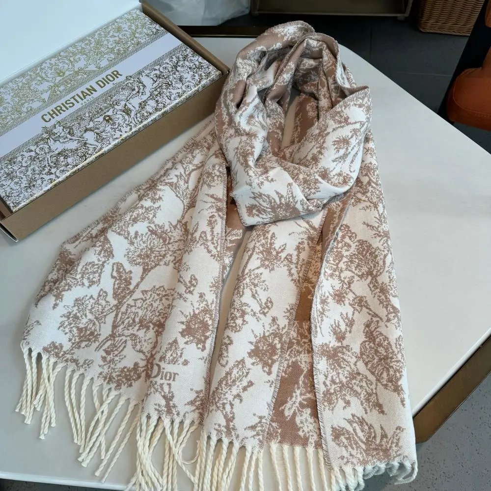 Dior Scarves Fringed logo-pattern scarf image 3