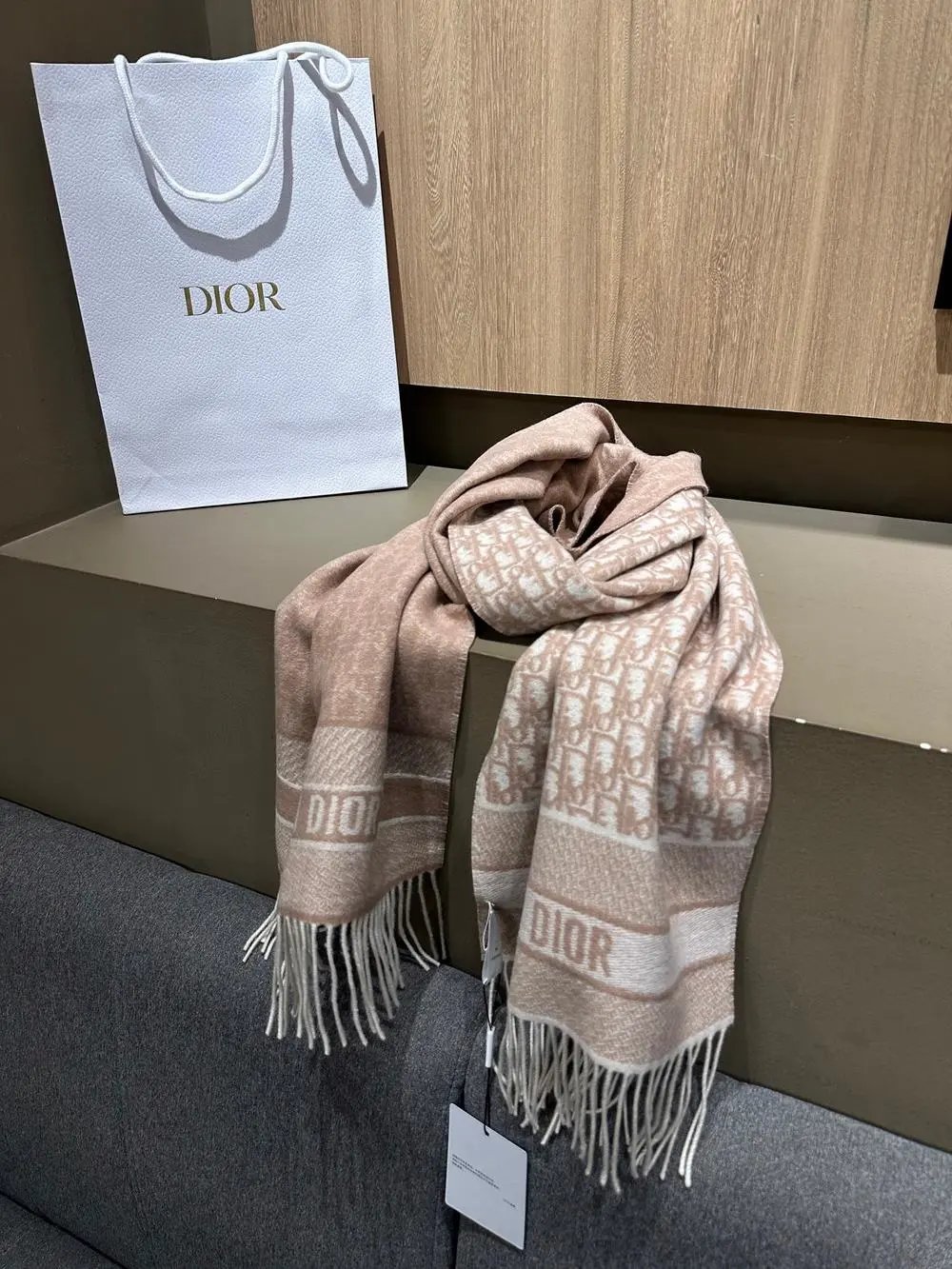 Dior Scarves Fringed logo-pattern scarf image 4