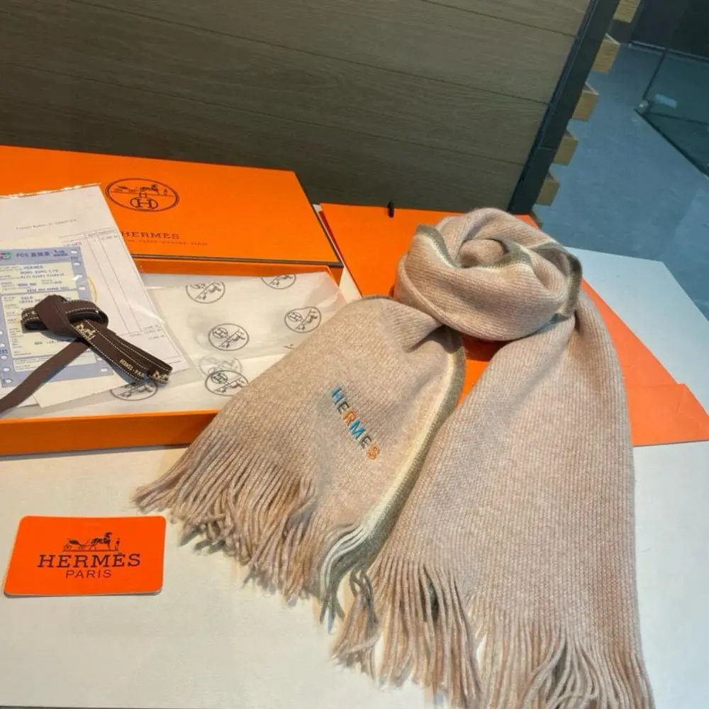 Hermès Scarves Fringed embroidered scarf image 6