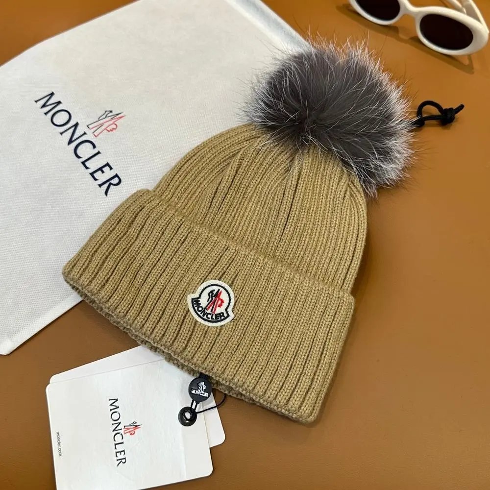 Moncler Hats Rib-knit cuffed beanie with logo patch image 3
