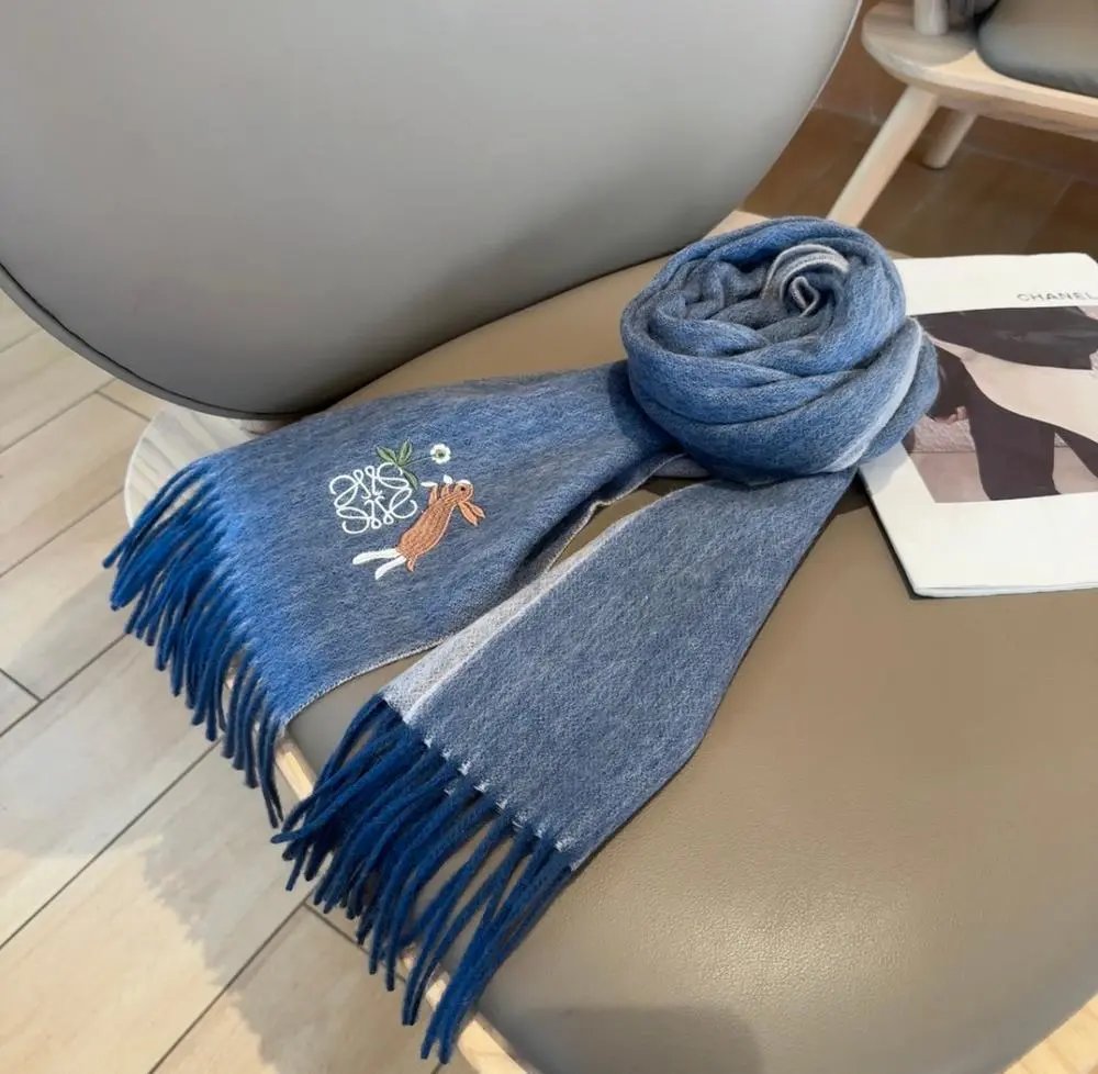 Loewe Scarves Fringed embroidered Anagram scarf image 7