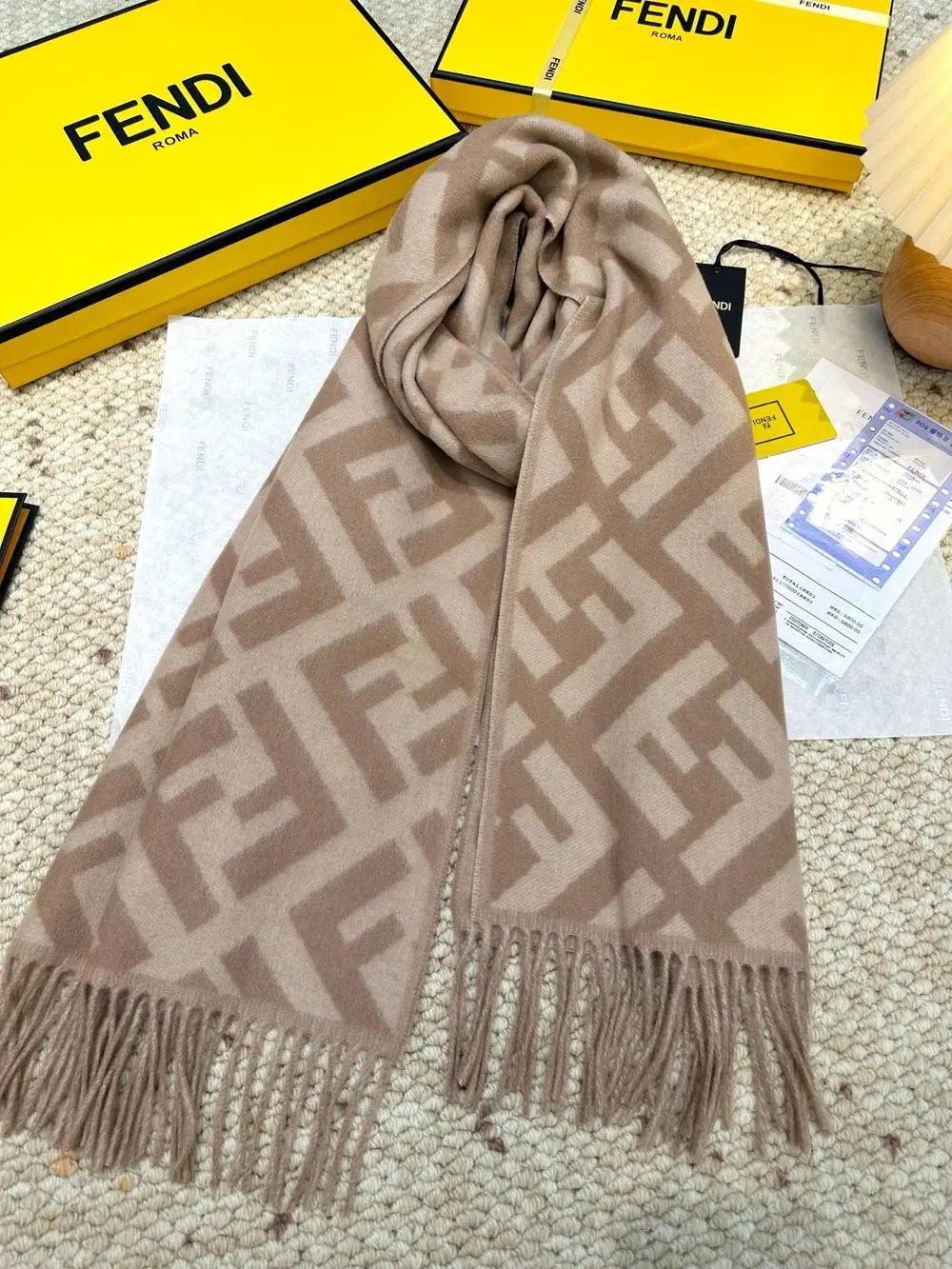 Fendi Scarves FF monogram fringed scarf image 4
