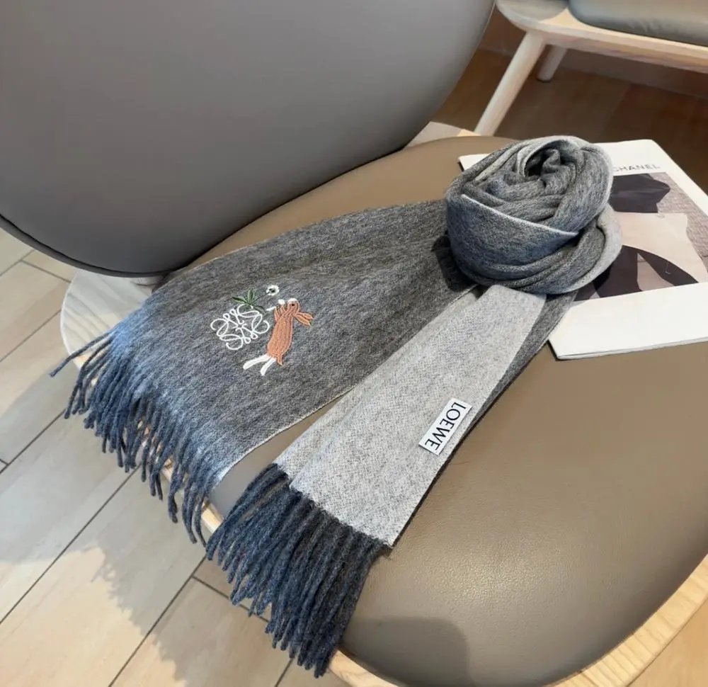 Loewe Scarves Fringed embroidered Anagram scarf image 6