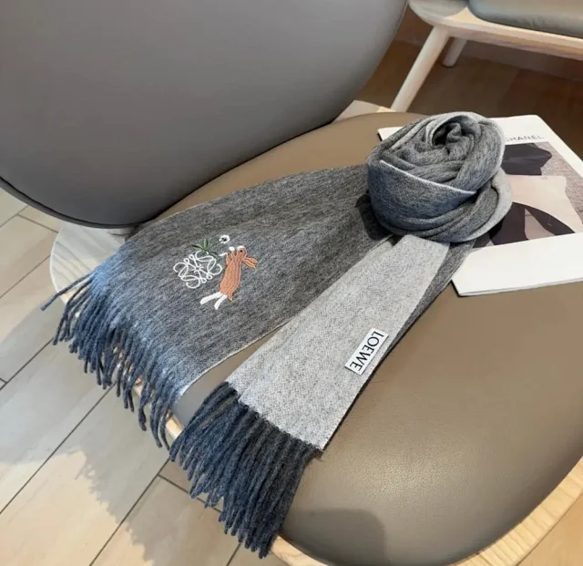 Loewe Scarves Fringed embroidered Anagram scarf product detail image 6
