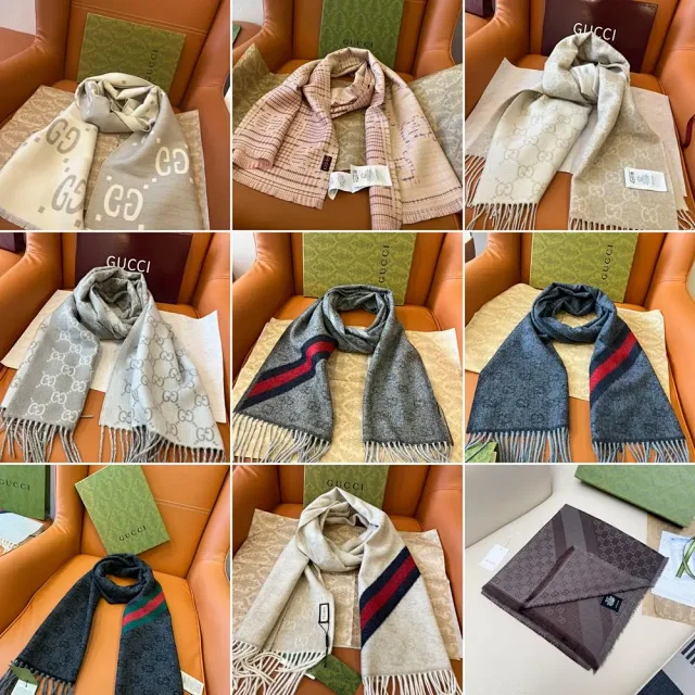 Gucci Scarves Fringed GG-pattern scarf product detail image 1