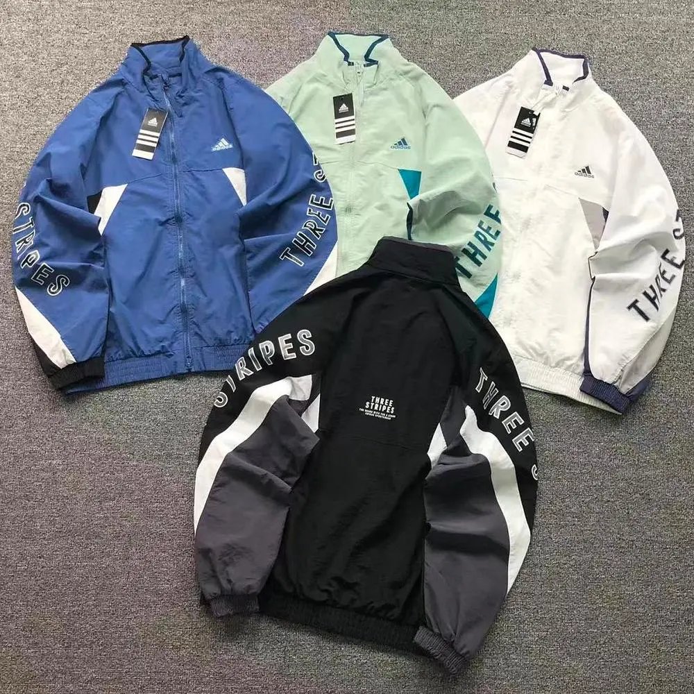 Adidas three stripes color block stand collar windbreaker jacket — W2CFinds curated find