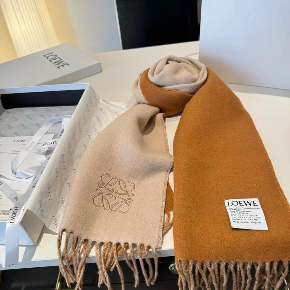 Loewe Scarves Fringed embroidered Anagram scarf image 4