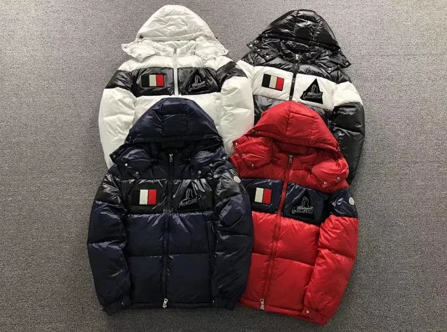 Moncler Down Jackets Hooded color-block puffer jacket product detail image 1