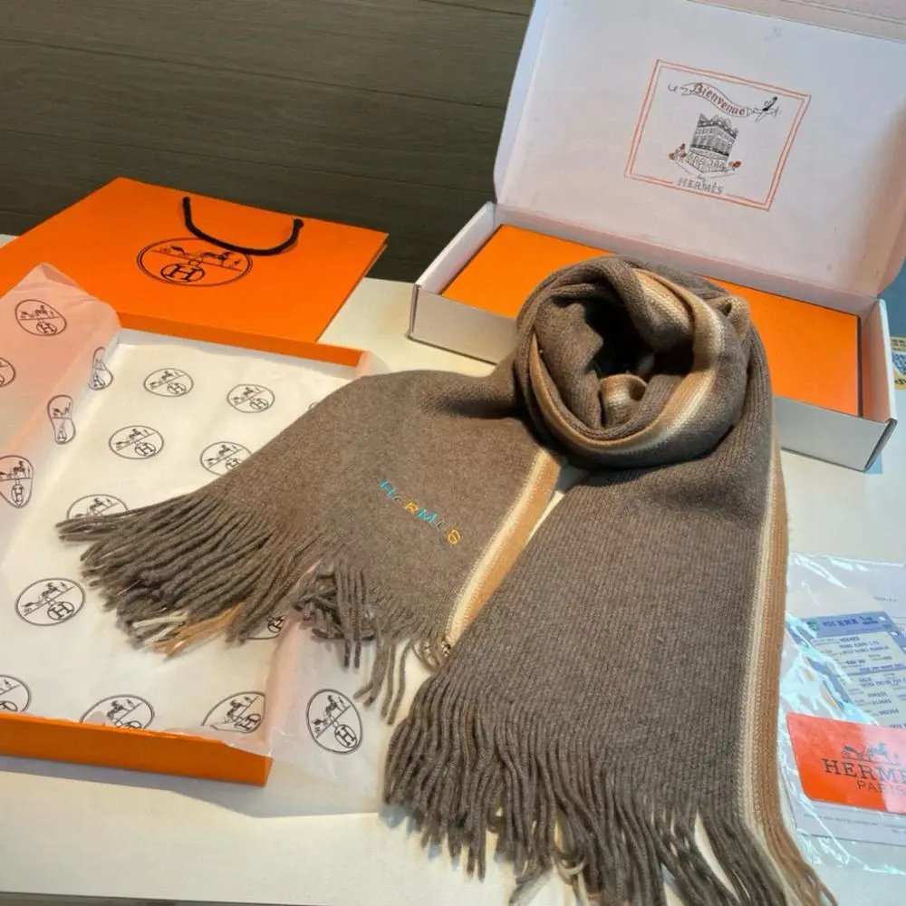 Hermès Scarves Fringed embroidered scarf image 5