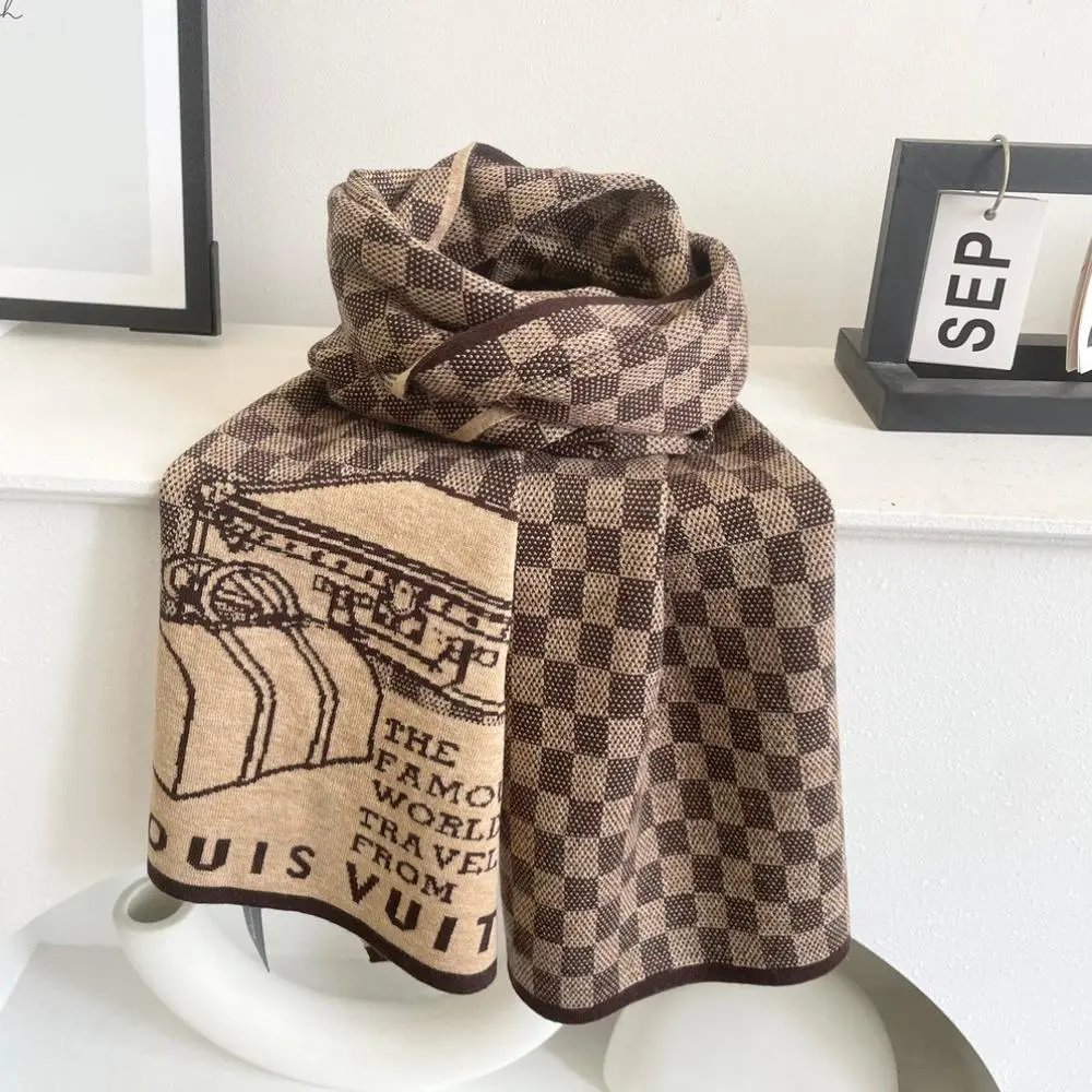 Louis Vuitton Scarves Monogram and checkered fringed scarf image 5