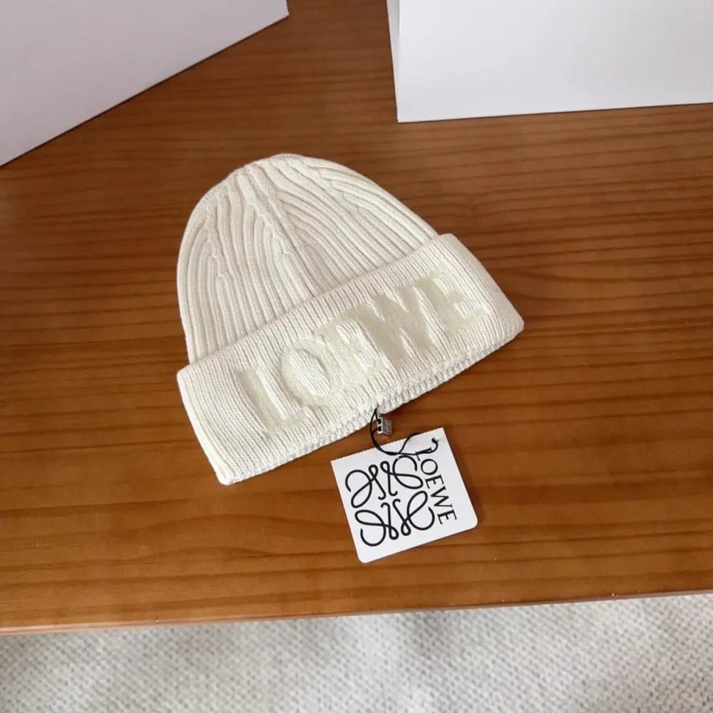 Loewe Hats Ribbed knit logo beanie image 3