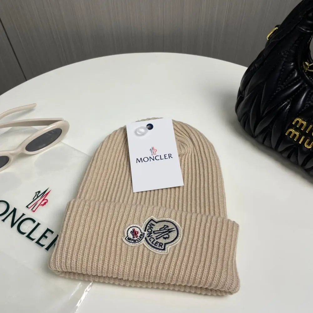 Moncler Hats Ribbed knit cuffed beanie with logo patch image 3