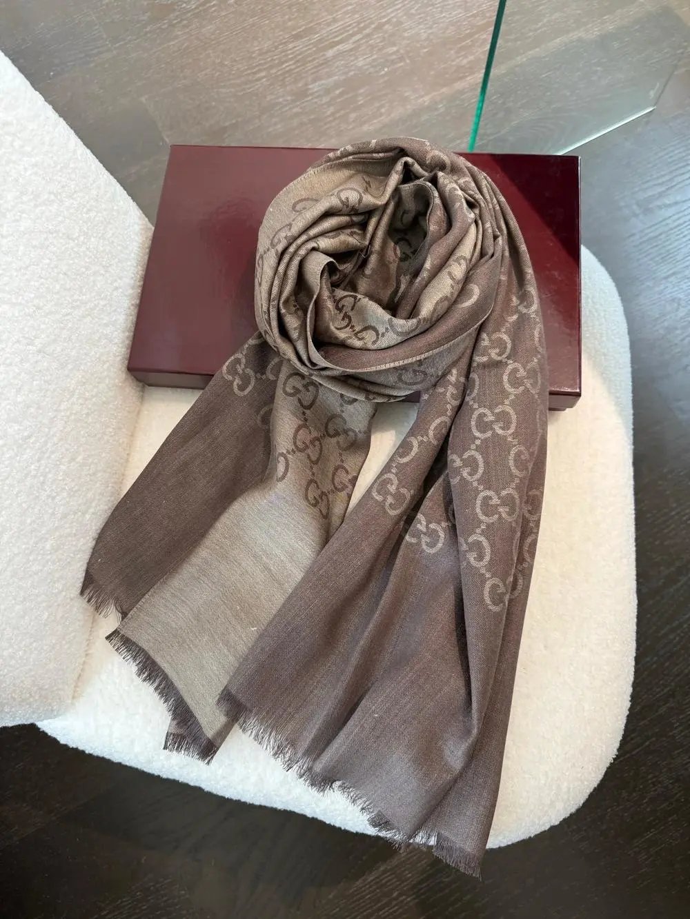 Gucci Scarves GG Monogram Fringed Scarf image 4