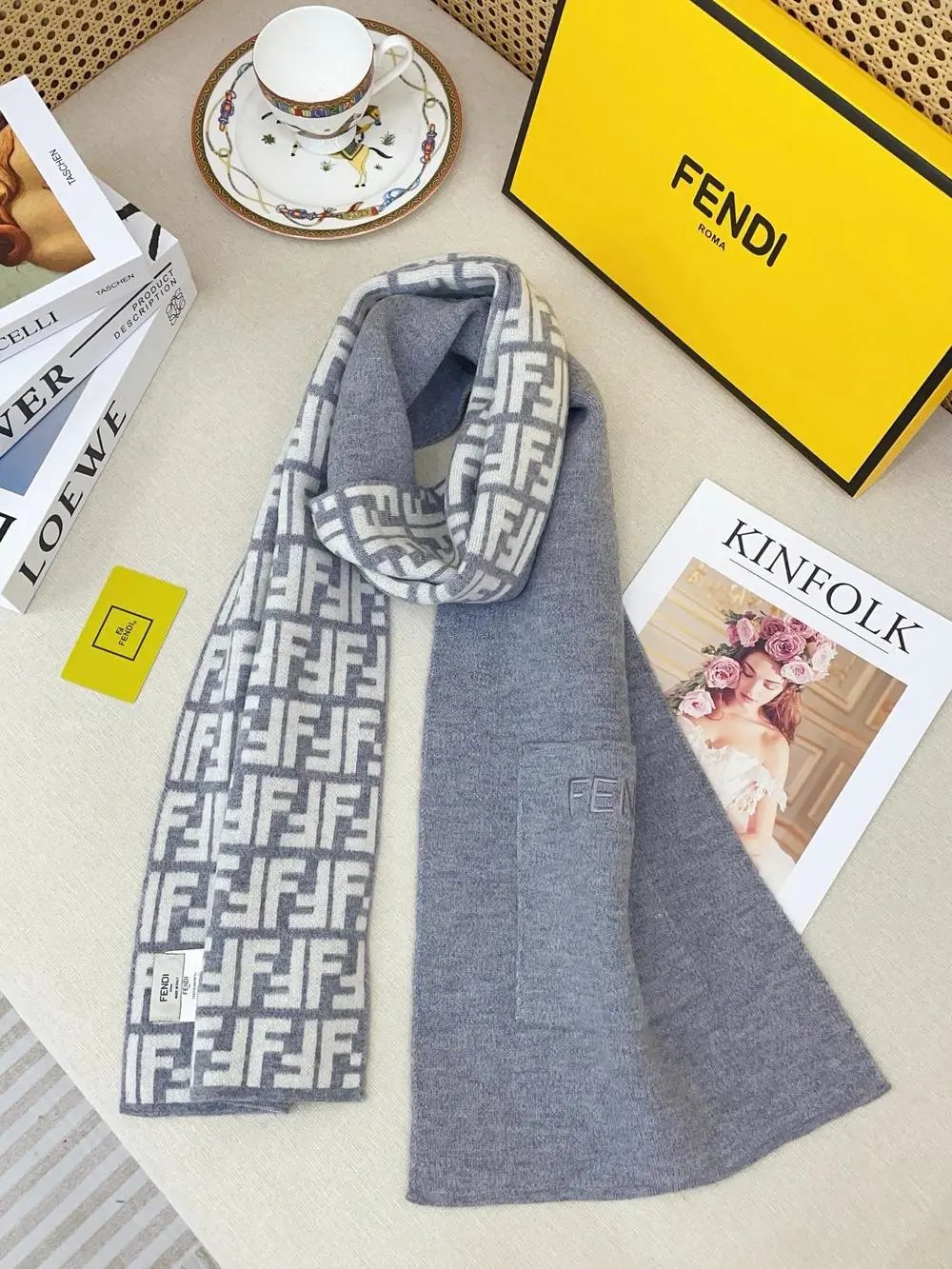 Fendi Scarves FF monogram fringe scarf image 7