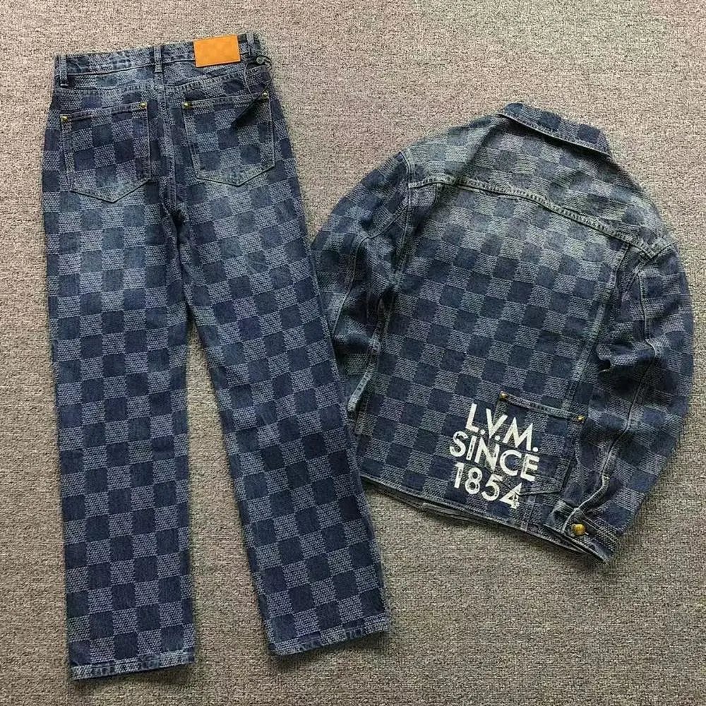 LV checkered denim jacket and jeans set — W2CFinds curated find