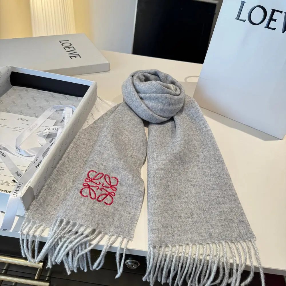 Loewe Scarves Fringed embroidered Anagram scarf image 3