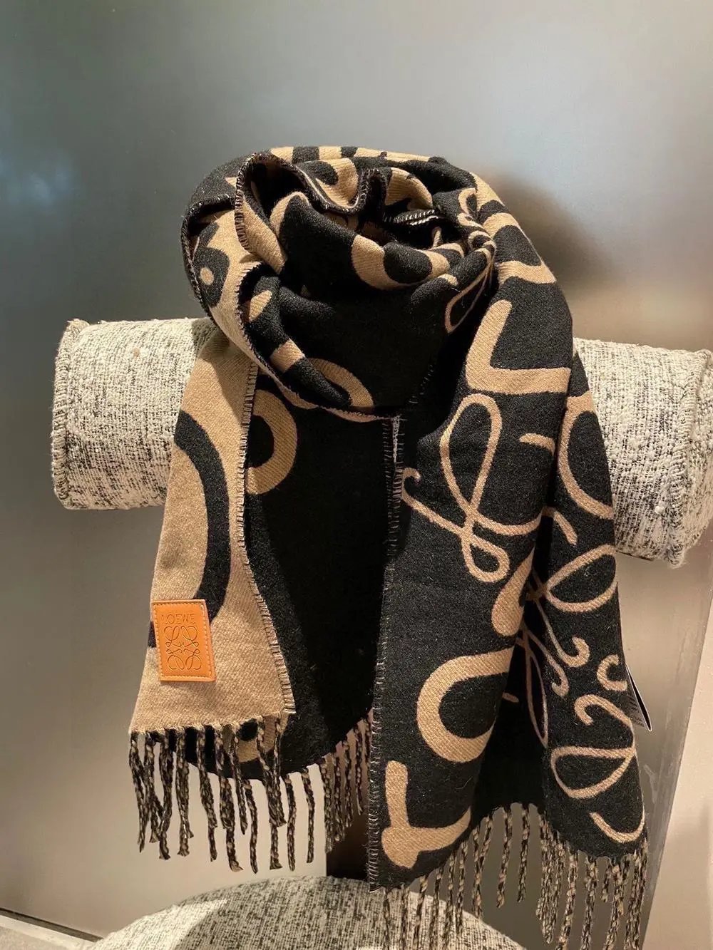 Loewe Scarves Anagram logo fringed scarf image 5