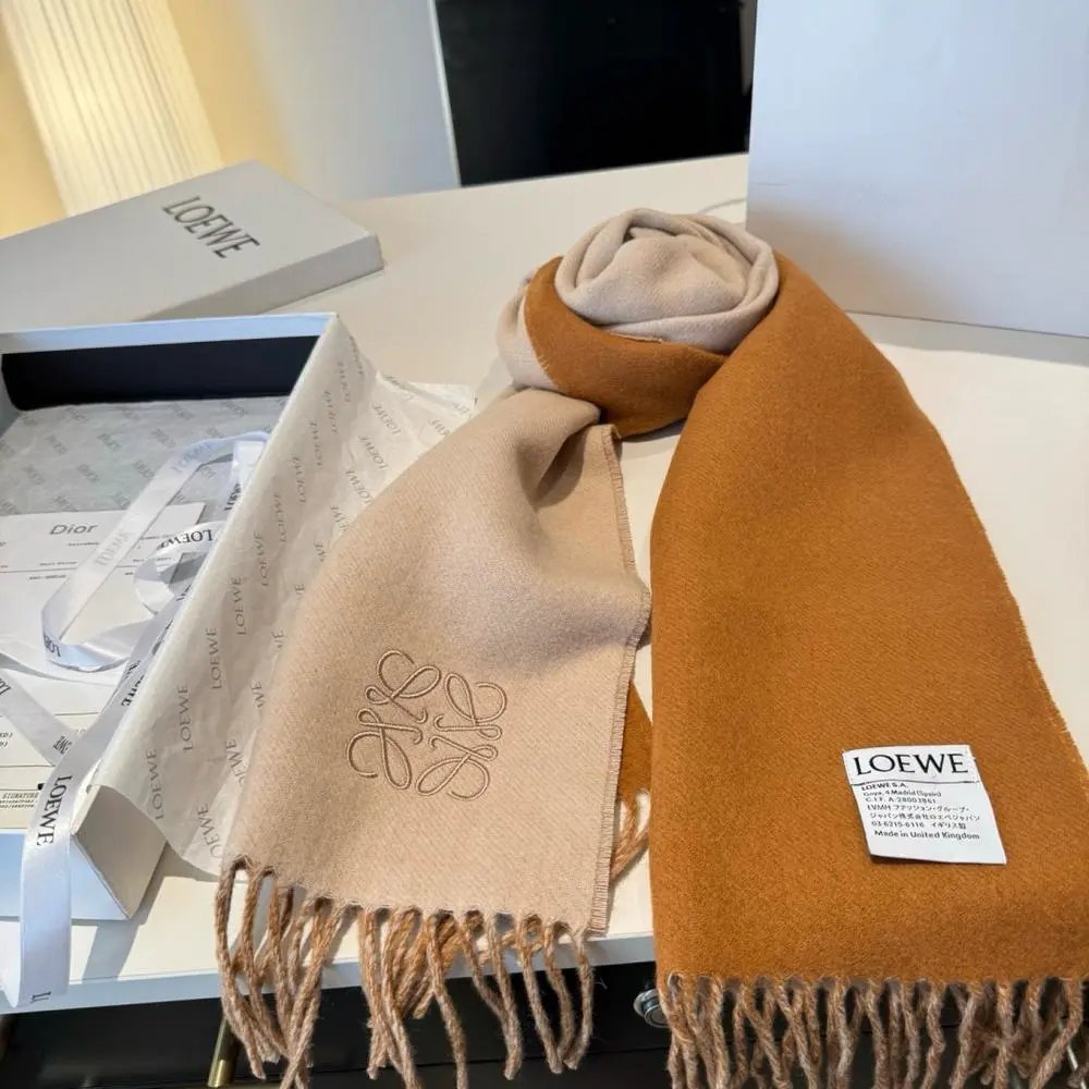 Loewe Scarves Fringed Anagram Embroidered Scarf image 3