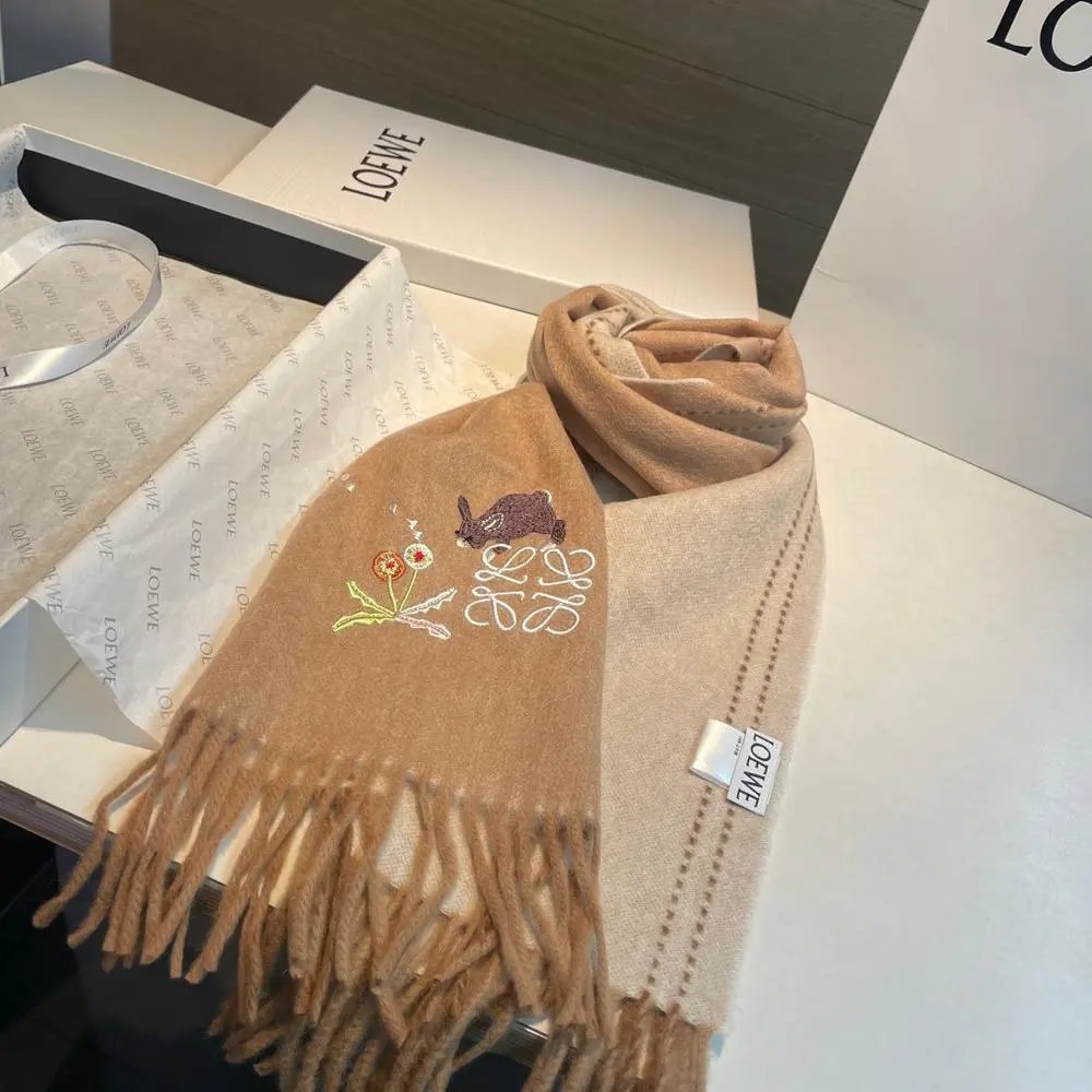Loewe Scarves Fringed Anagram Embroidered Scarf image 10