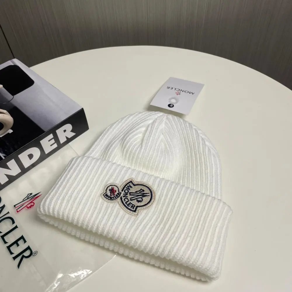 Moncler Hats Ribbed knit cuffed beanie with logo patch image 4
