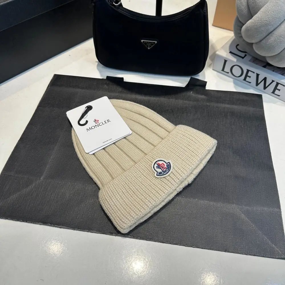 Moncler Hats Rib-knit cuffed beanie with logo patch image 6