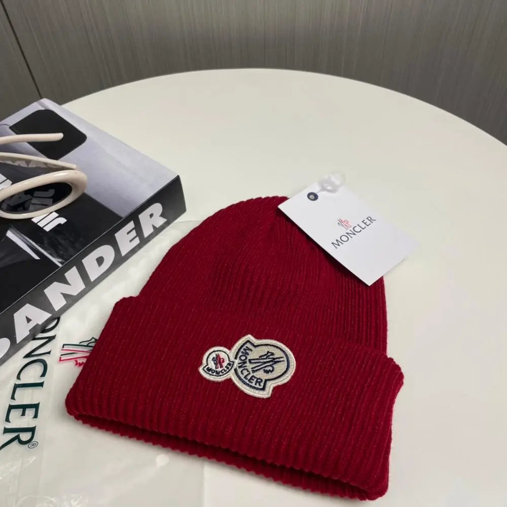 Moncler Hats Ribbed knit cuffed beanie with logo patch image 7