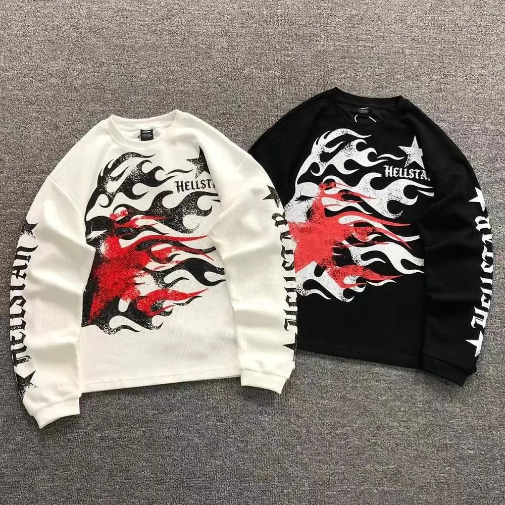 Hellstar flame star print long sleeve shirt — W2CFinds curated find