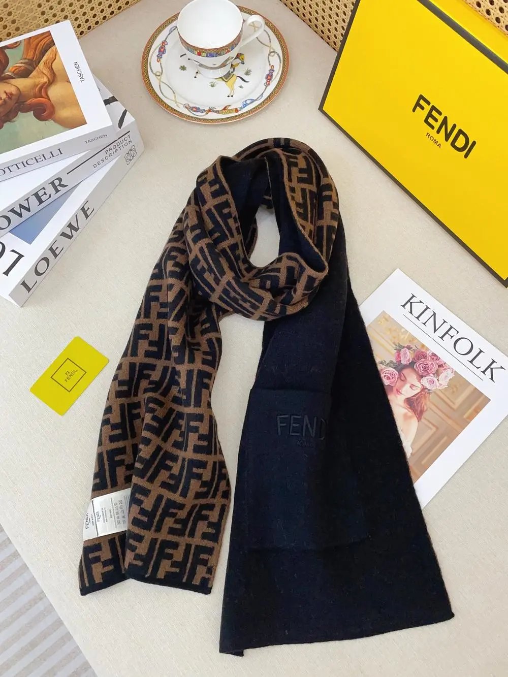 Fendi Scarves FF monogram fringe scarf image 8