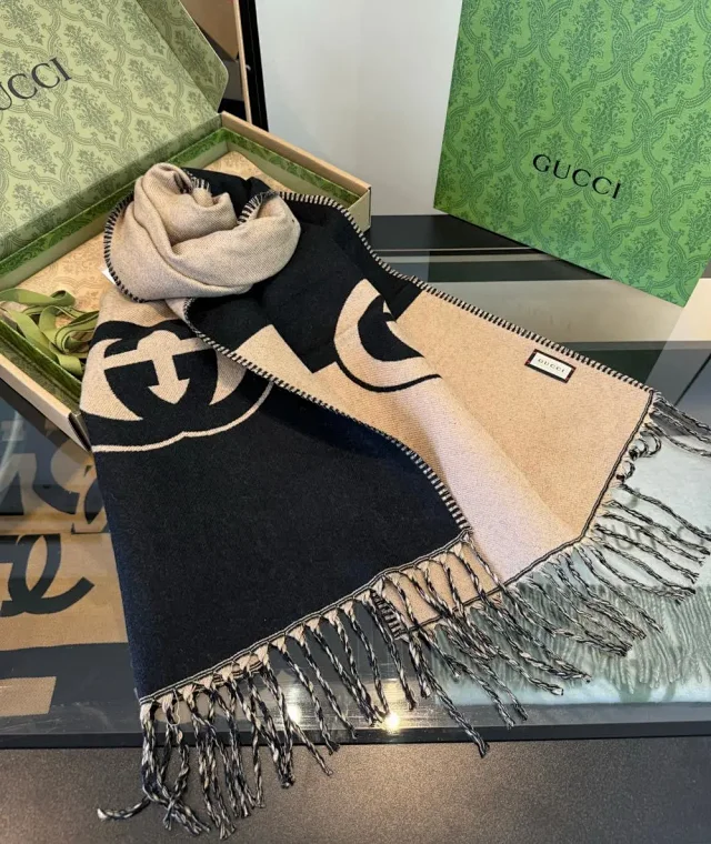 Gucci Scarves GG Monogram Fringed Scarf product detail image 2