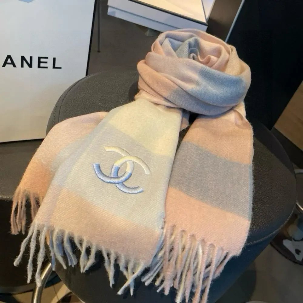 Chanel Scarves CC logo knit scarf image 9