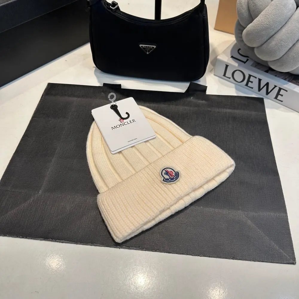 Moncler Hats Rib-knit cuffed beanie with logo patch image 5