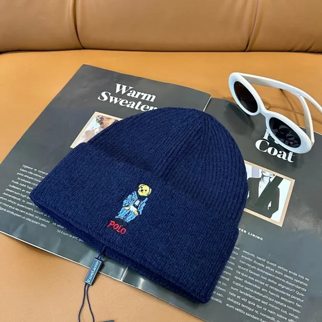 Polo Ralph Lauren Hats Ribbed knit beanie with Bear embroidery product detail image 5