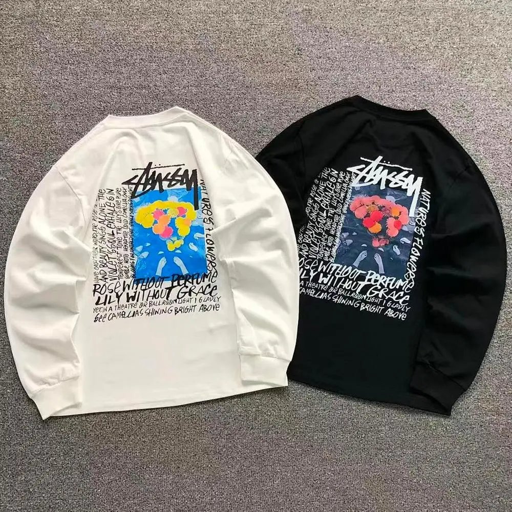 Stussy flower text print long sleeve shirt — W2CFinds curated find