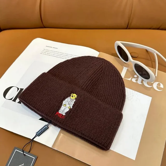 Polo Ralph Lauren Hats Ribbed knit beanie with Bear embroidery product detail image 2
