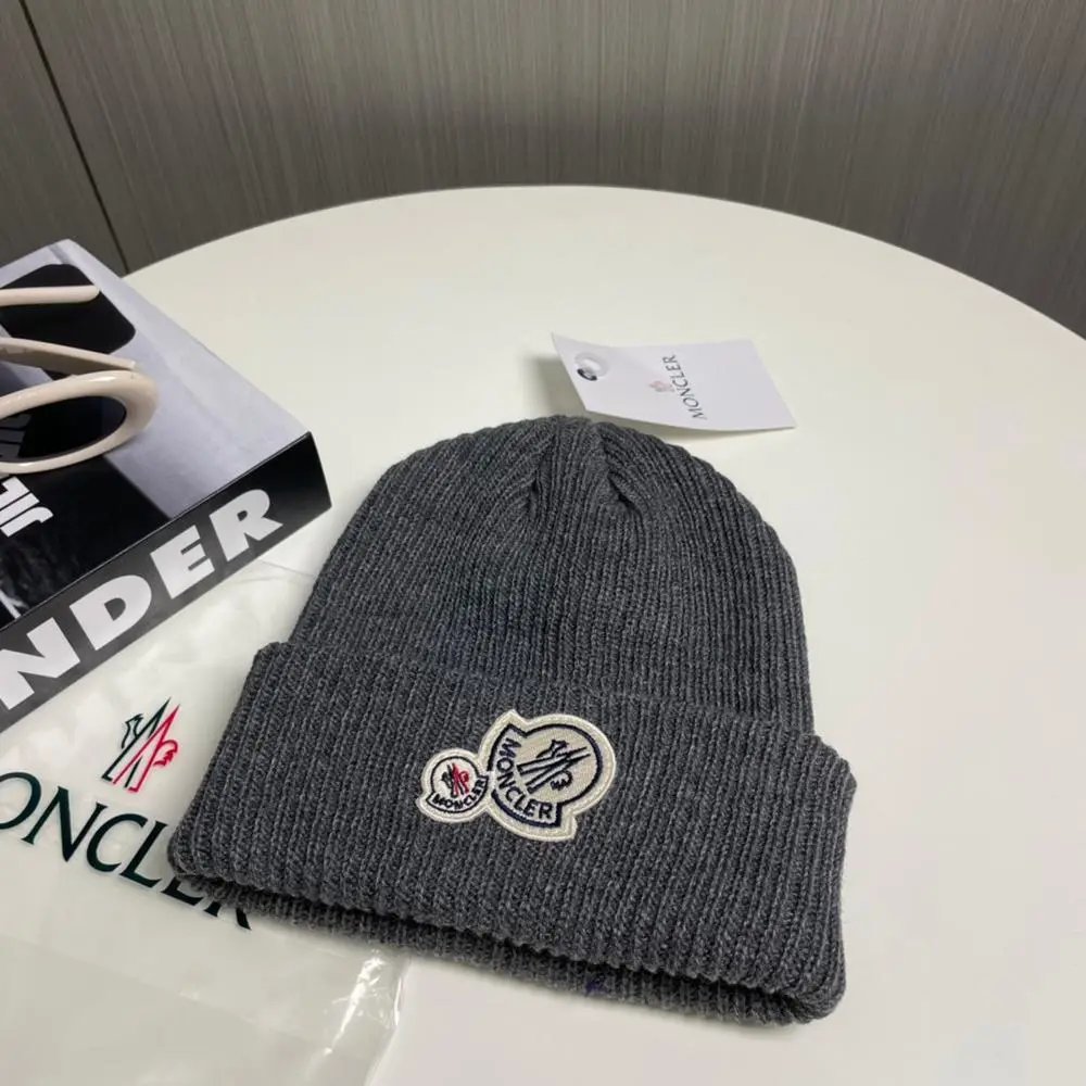 Moncler Hats Ribbed knit cuffed beanie with logo patch image 6