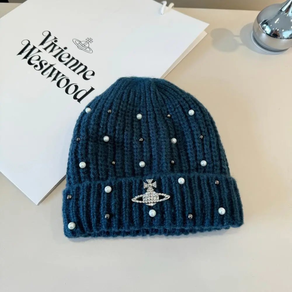 Vivienne Westwood Hats Ribbed knit beanie with rhinestone embellishments image 8