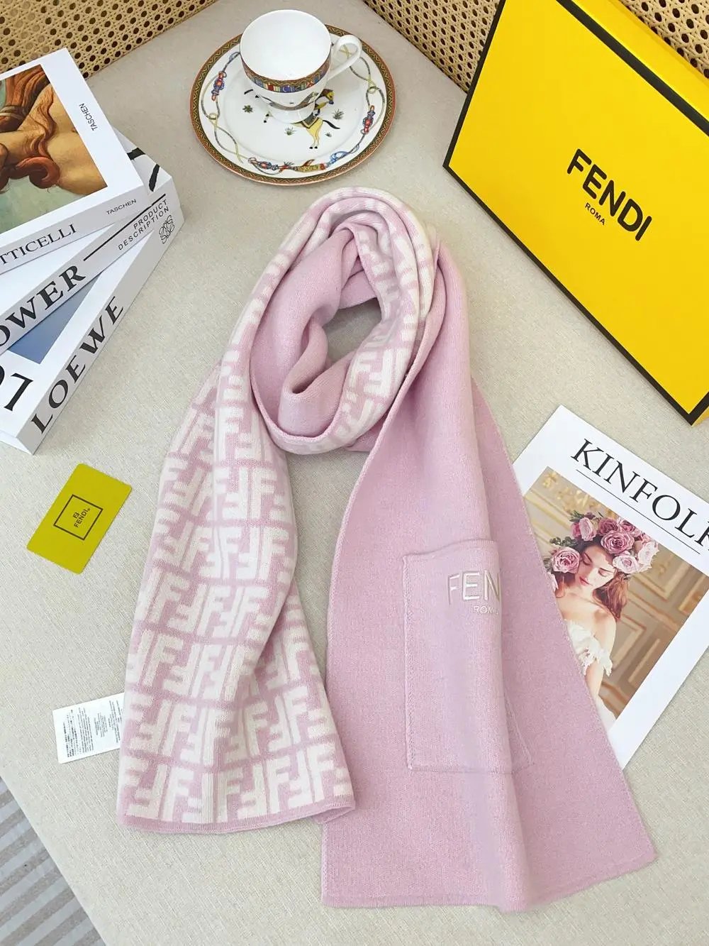Fendi Scarves FF monogram fringe scarf image 5