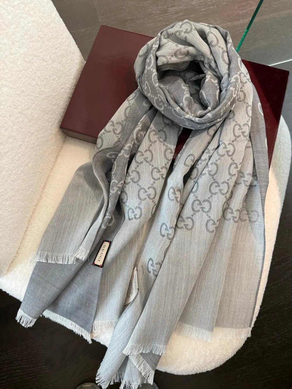 Gucci Scarves GG Monogram Fringed Scarf image 10