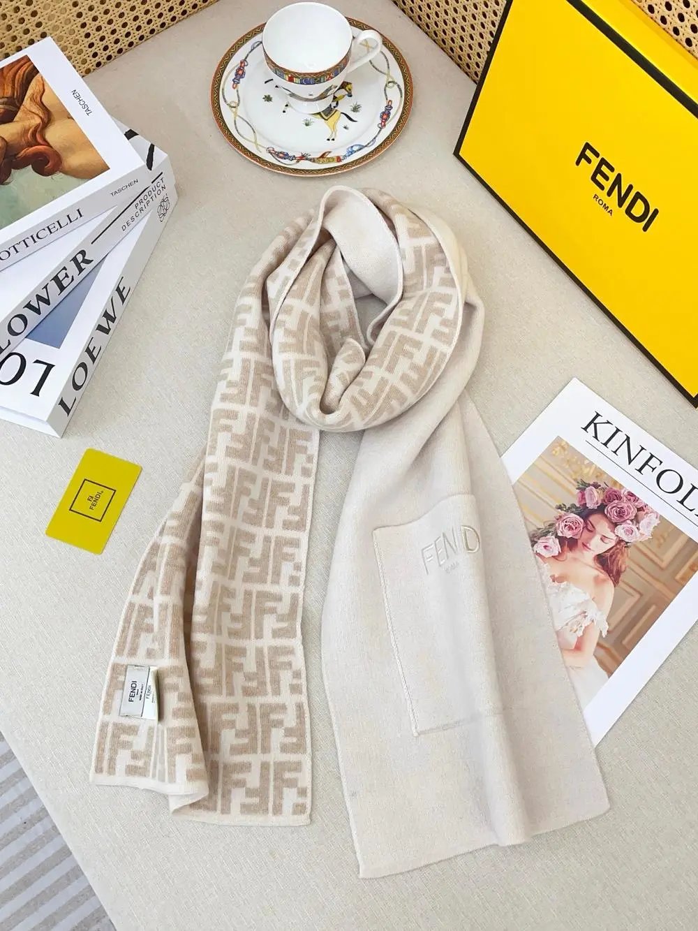 Fendi Scarves FF monogram fringe scarf image 4
