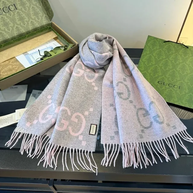 Gucci Scarves GG Monogram Fringed Scarf product detail image 6
