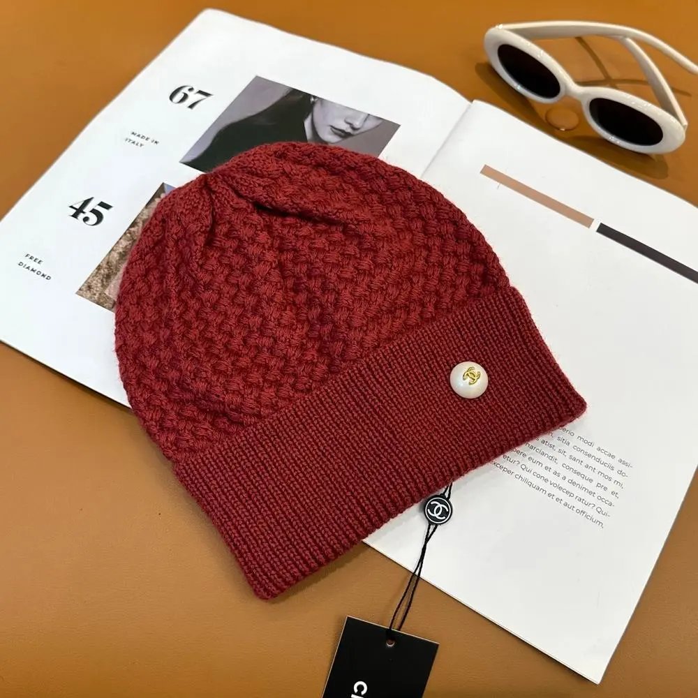 Chanel Hats Knitted cuff beanie with logo button — Style 12