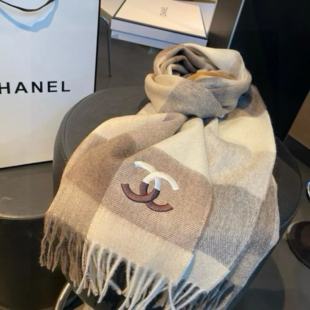 Chanel Scarves CC logo knit scarf image 8