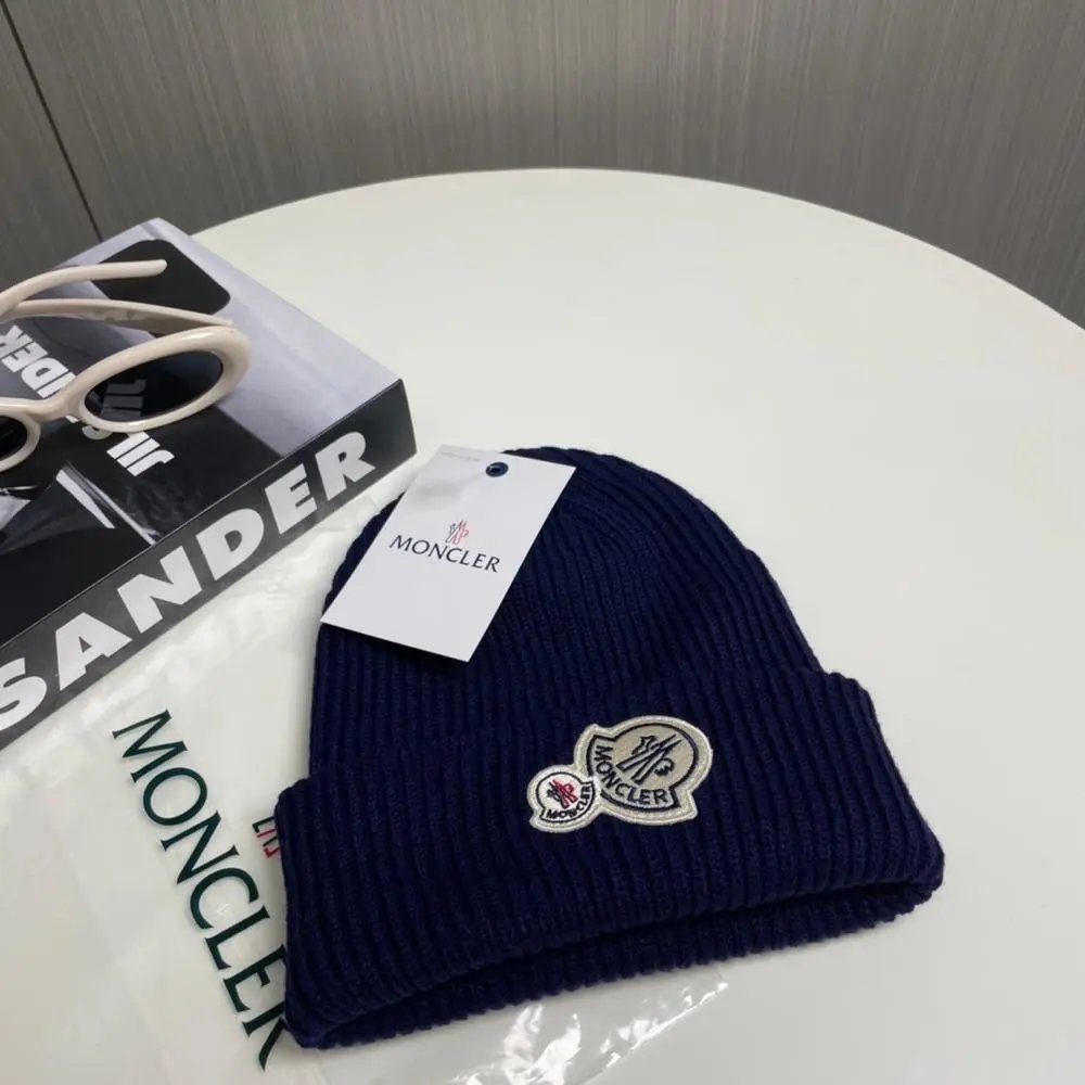 Moncler Hats Ribbed knit cuffed beanie with logo patch image 5