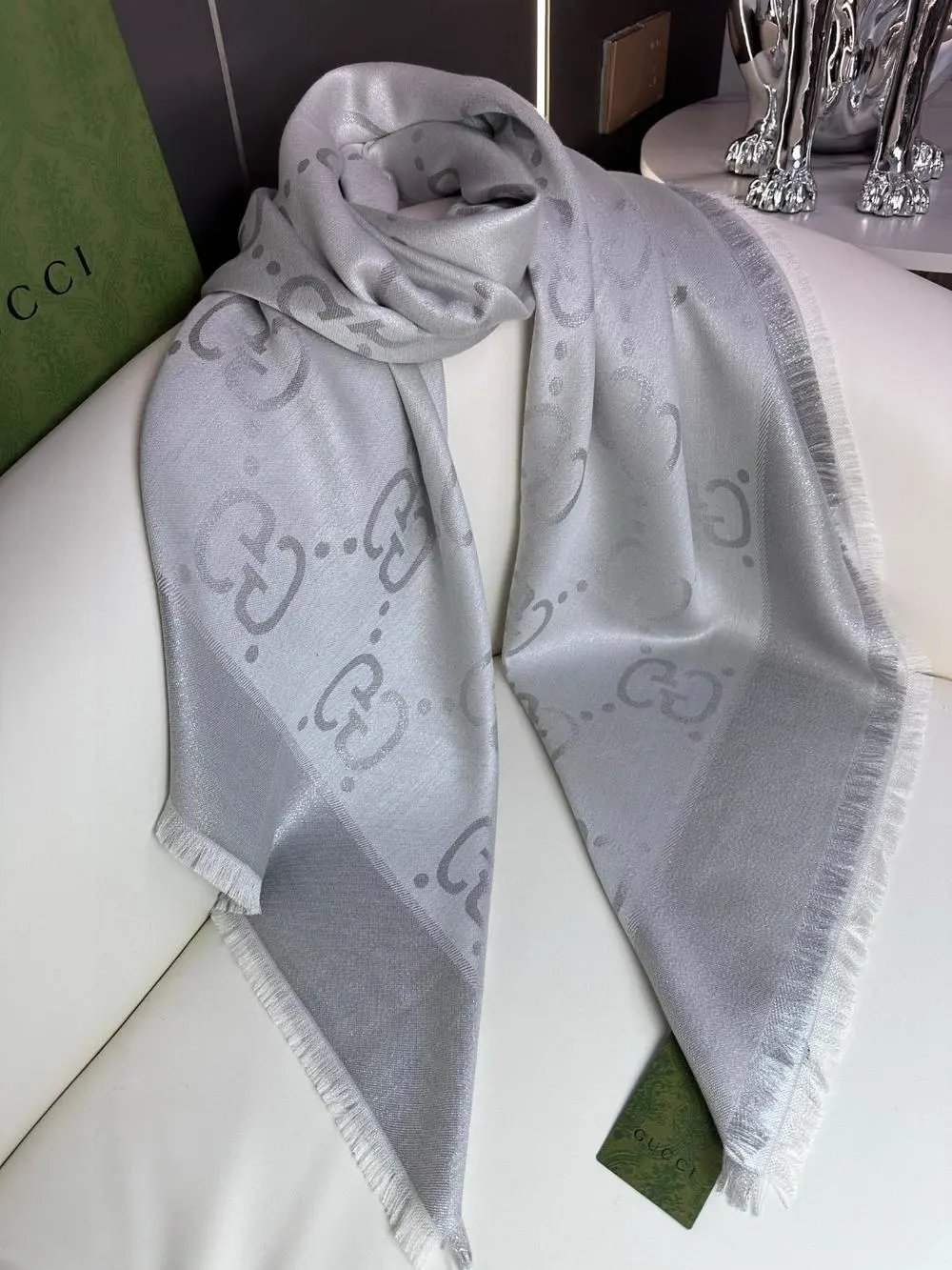 Gucci Scarves GG Monogram Fringed Scarf image 3