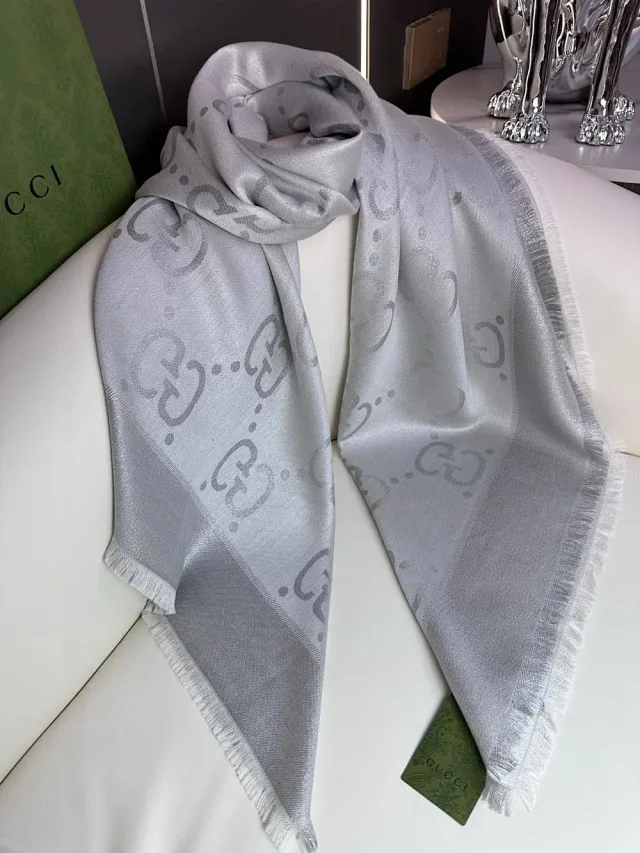 Gucci Scarves GG Monogram Fringed Scarf product detail image 3